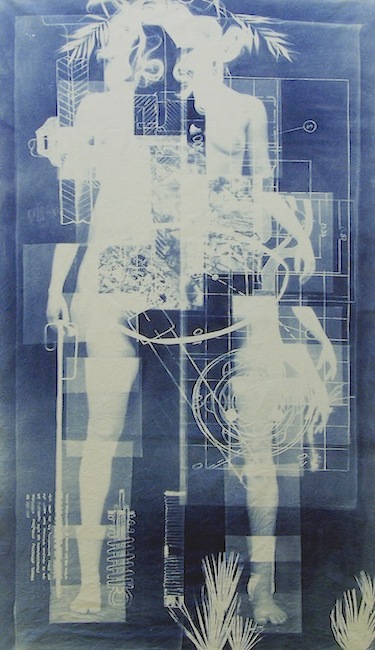Klara Meinhardt: Embodiment – Wiederholung, 2017, 
cyanotype on fabric, 260 x 150 cm

